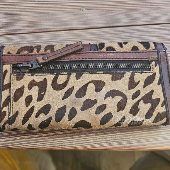 Fossil Full Size Leopard Calf Hair & Brown Leather Wallet - Picture 5 of 15
